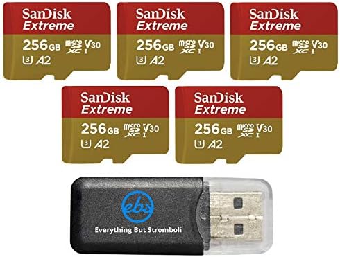 SanDisk Extreme V30 A2 (5 опаковки) microSD Карта с капацитет 256 GB търтеи DJI Mavic Mini 2, Mavic Mini, Mavic