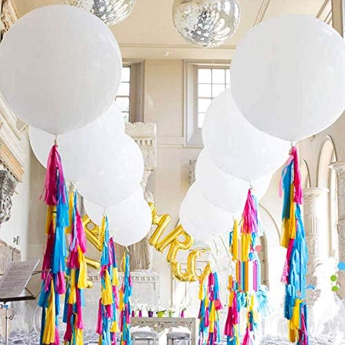 6 БР 36-Инчов Гигантски Латексный балон Бял цвят (Премия Гелиевого качество), Големи балони за Рожден ден, Сватбени