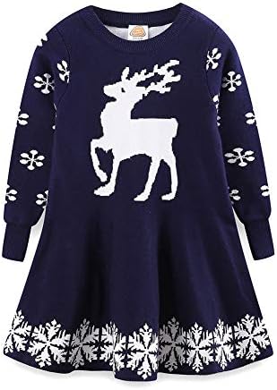 Рокля-пуловер с Елени За малки Пролетни Момичета, Коледна Рокля С Волани и Дълъг Ръкав