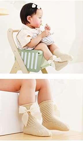 Adeimoo/Чорапи за малки Момичета, Памучни Мрежести Чорапи до Глезена За Деца, Чорапи Принцеса с Хубав Лък