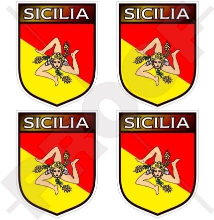 СИЦИЛИЯ е сицилиански щит Италия SICILIA Italian 50 мм (2 ) Винилови Стикери-Каска, стикери x4.