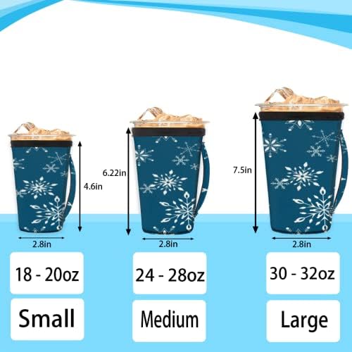 Коледна Снежинка с Тъмно Синьо за многократна употреба Кафе ръкав С лед с дръжка От Неопрен За Напитки, кафе