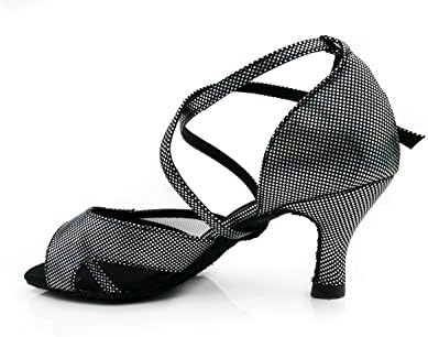 Обувки със звънци Ръчно изработени, Женски Танцови обувки за състезания по система за салса на ток 2.5 инча