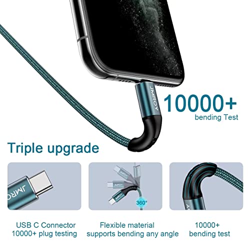 Кабел за зарядно устройство, USB C дължина 6,6 фута, 2 комплекта USB кабел C, за бързо зареждане 3A, кабел за