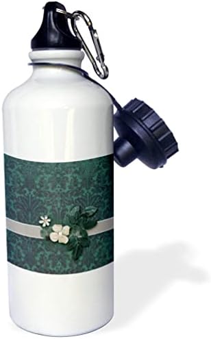 3. Начертайте изображение Кафяви цветове и листа на лентата от наситено-Зелен дамаста. - Бутилка с вода (wb-363600-1)