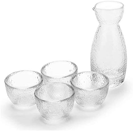 Японски чаши за студено саке с decanter за уиски, Уникален Прозрачен Модерен плаващ дизайн, с 1 decanter за