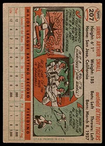 1956 Topps 207 Джим Смолл Детройт Тайгърс (Бейзболна картичка) VG Тайгърс