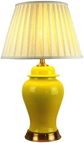 SLNFXC Керамична Настолна Лампа в Китайски стил, Европейската Ретро Жълто, Нощна лампа за дневна, спалня, Удобства