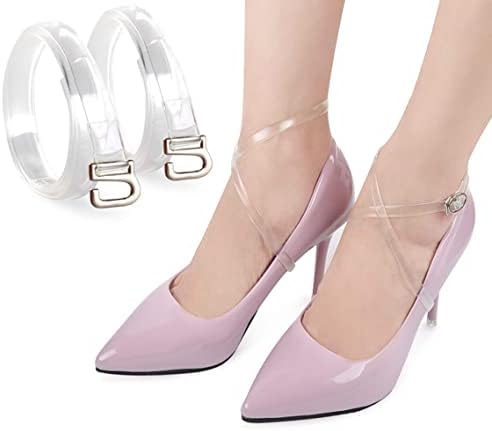 QUUPY 2 чифта Женски Прозрачни силиконови Невидими ленти за обувки, Подвижна Каишка за обувки на високи токчета,