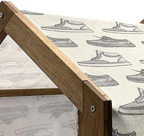 Скица Ambesonne Дървена Къщичка за домашни любимци, повтарящ Се модел на Реми от ръцете Контур, Обувки в стил