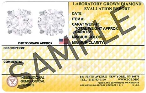 Сертифицирани МГИ (1/2-1,50 cttw, цвят F-G, яснота на VS1-VS2) Кръгли Обеци от бяло Злато 14 К, Жълто или розово