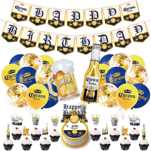 Drivoat 34 БР., Парти с бира Корона, Украса от балони за парти по случай рожден Ден, Декорация за кексчета,