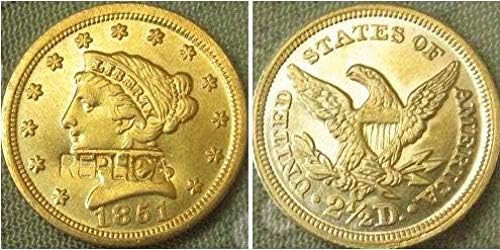Монета на Повикване $2 5 Liberty Gold 1851-O Копирни Монети за Домашен интериор на Офис Събиране на монети