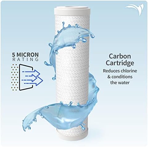 AquaticLife 10-Инчов Филтър за отстраняване на утайки, Въглероден блок и Филтърен Патрон Carbon Plus с хлорамином,