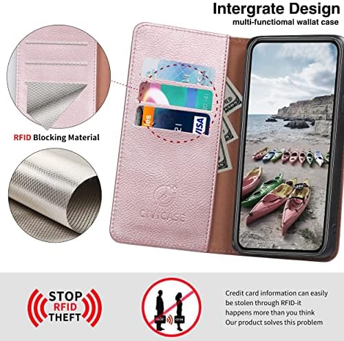 Чанта-портфейл CIVICASE за Samsung Galaxy А01 САЩ, Кожен Флип калъф Премиум-клас с RFID Заключване, Притежател