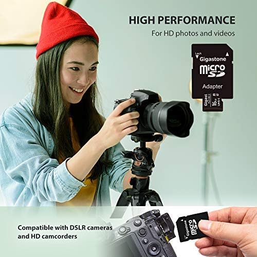 Gigastone 16 GB Micro SD Карта, на Видео във формат Full HD, Камера за Видеонаблюдение, Екшън-Камера Дрона,