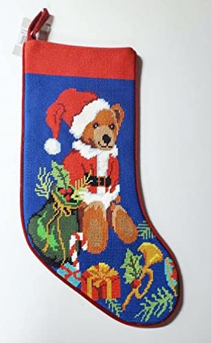 Пекин Плюшено Мече Ръчно изработени Подаръци, Дядо Коледа, Бродирани Коледни Чорапи - 18 x 11