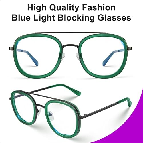 VISOONE Ретро Ацетатные Кръгли Метални Очила Среден размер с Антирефлексно покритие, Блокиране на Синя Светлина,