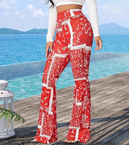 Разкроена панталони в стил Бохо за жени - Расклешенный Спускане с Висока Талия в Ретро стил 70-те, Гамаши в