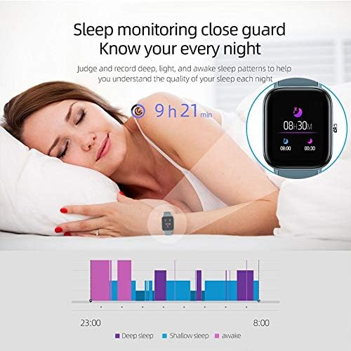 SDFGH Смарт часовници Мъжки Дамски 1.4-инчов цял екран фитнес тракер за мониторинг на сърдечната честота спортен