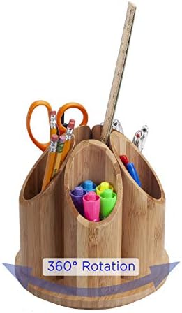 Въртящи органайзер за офис и предмети на изкуството MobileVision от бамбук, няколко офиси, 9 Секции за писалки, моливи, маркери, ножица, аксесоари и много Други