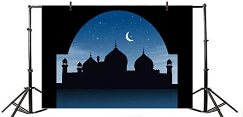 AOFOTO 5x3 фута Силуета на джамии, на фона на Нощно небе Ислямски полумесец Звезда Ейд Мубарак Фон за снимки