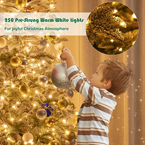 Goplus 6-подножието Предварително осветени Карандашная Коледно Дърво, Тънка Изкуствена Елха Със Снежинками,
