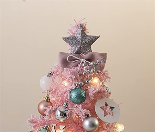 Aetygh Изкуствена Снежна Флокированная Розово 20-Инчов Мини Коледно Дърво, Настолна Коледно Дърво със светлини