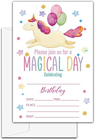 Покани за рожден Ден LeFohLon Magical Day, 20 Покани Картички за Пликове, Детски Покани за Рожден Ден на мъже