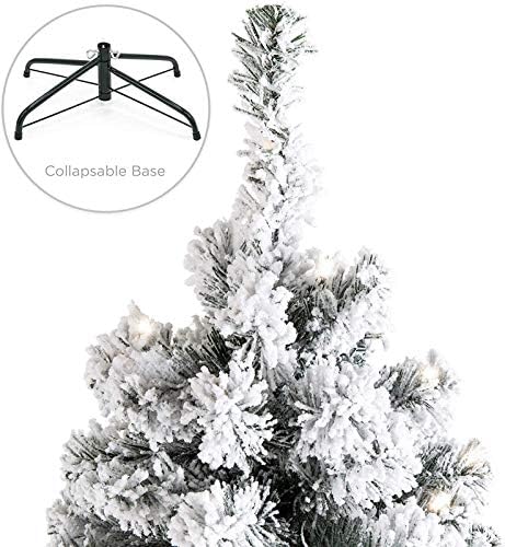 TOPYL 6-Подножието Коледно Дърво Премиум-клас с Флокированным Сняг, Неосвещенная Коледно Дърво на панти с Метална