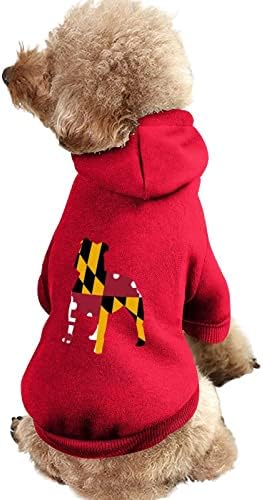 Питбул Флаг Мериленд Модни Блузи за Домашни Любимци Меки Топли Дрехи За Кучета от Траен Пуловер за Домашни Любимци