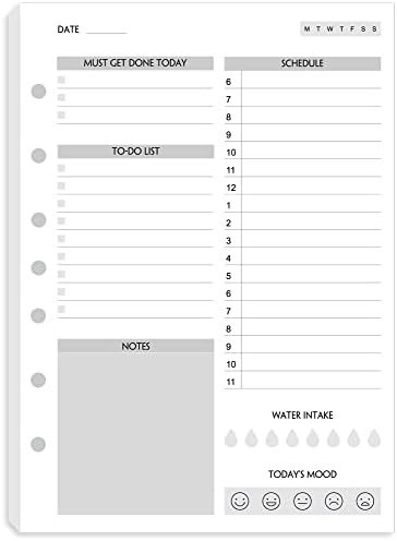 Хартиен списък на нещата, без дата, с Дневен график, приоритетите за деня, Бележки и функция за проследяване