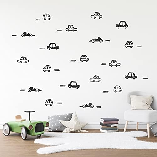 19 Черни Автомобили Vieli Arte Vinyl Стикер На стената на Декора на Детската стая. 34 Стикери, Самозалепващи