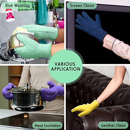 4 Чифта Ръкавици за автоматично почистване от Микрофибър, Миещи Ръкавици за Кухня, Почистване на Домове, Автомобили,
