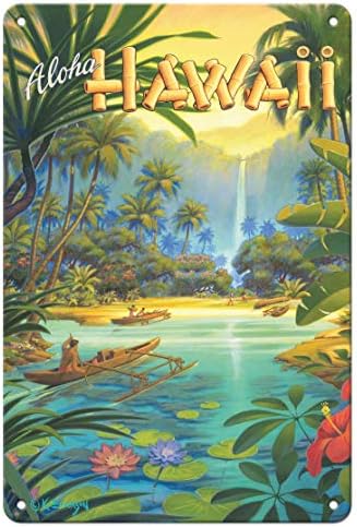 Изкуството на острова Pacifica Хавай Алоха - Ретро Хавайски Туристически Плакат на активната зона на Ериксон