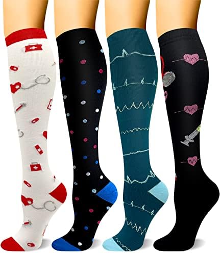 HLTPRO 4 Двойки компрессионных чорапи за жени и мъже - най-Добрата подкрепа за медицина, кръвообращението, медицински
