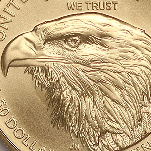 Монета 2022 година American Gold Eagle MS-70 тегло 1 унция (Първия ден на издаване - Етикет с флага) на стойност