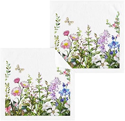 Комплект кърпички за миене на съдове ALAZA Wild Flowers Бътерфлай - Опаковка от 6 броя, Памук, Кърпички за лице,