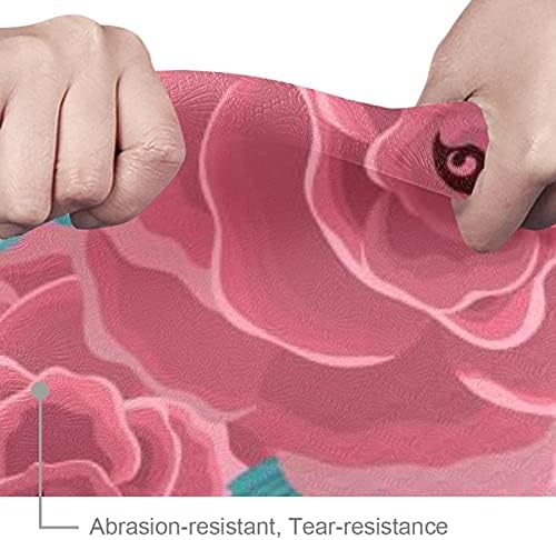 Siebzeh Pink Rose Цветя модел Blooming Премиум-Дебела подложка за йога Екологичен Гумена подложка за здраве