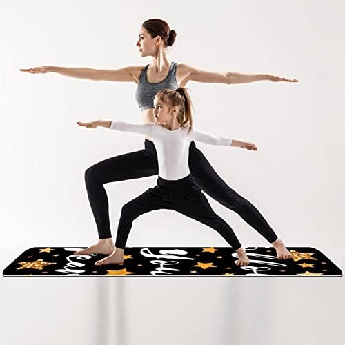 SDLKFRELI, Много дебело килимче за йога 6 мм, Вдъхновяващи принт под формата на Звезди, и Сърцето, Екологично