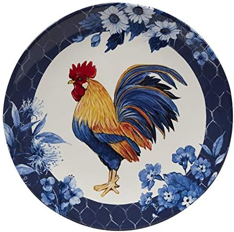 Сертифицирани Международни Кът чинии Индиго Rooster 11 инча, Определени от 4-те, Цветни