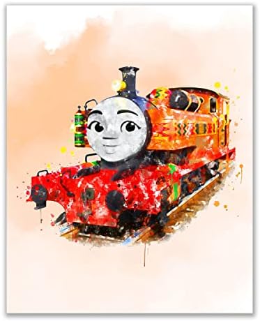 Акварелни рисунки на влака Томас и приятели - Комплект от 6 (8 x 10 инча) Снимки - Томас, Пърси, Малкият двигател,