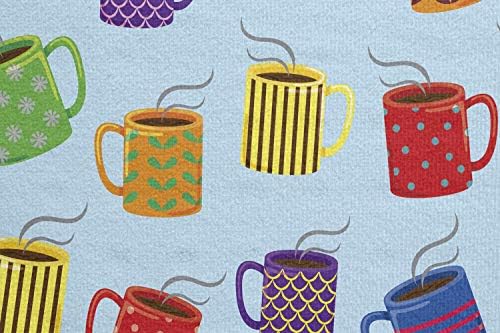 Кърпа за кафе подложка за йога Ambesonne, Цветни Чаши с различни модели, Пълни с Аромат на топла напитка с кофеин,