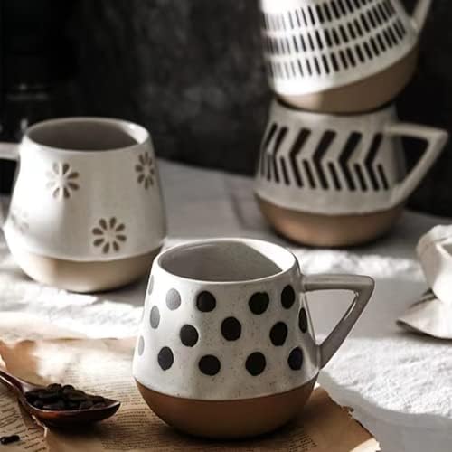 Комплект керамични чаши кафе на XINLTC, чаши за кафе обем 4,14 грама с дръжка, голяма чаша за кафе лате, Модерни,