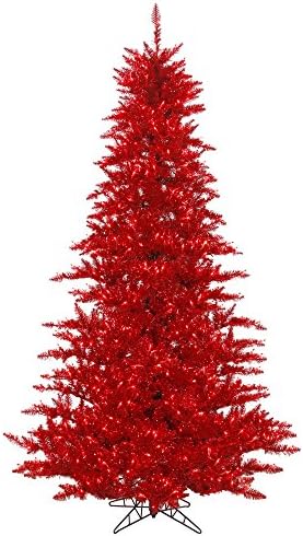 Изкуствена Коледна елха от Червен Смърч Vickerman 5.5' с 400 Червени Гирлянди - Изкуствена Червена Коледна елха