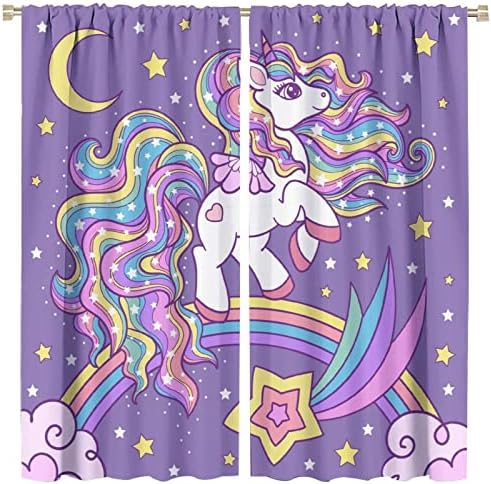 LIZIMI Unicorn Затемняющие Завеси на Прозорците, Фентъзи Звезди Луната Тема алуминиева Дограма, Щори Сладък