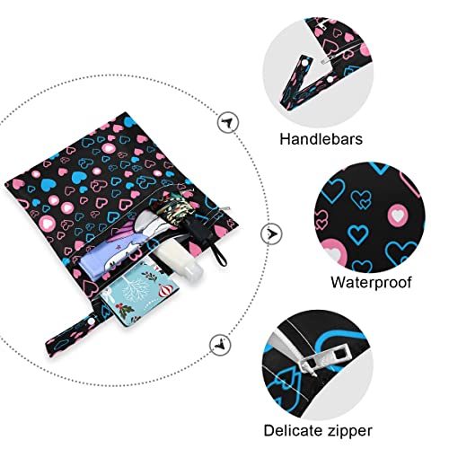 Kigai Colorful Любовта Hearts Плажната чанта за влажни сушене, 2 опаковки - Тъканни Чанти за Памперси - Водоустойчив