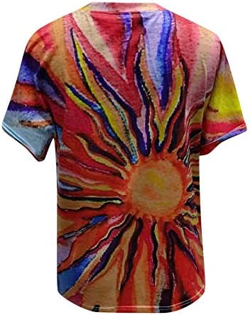 Дамски Летни Тениски, Многоцветни Блузи с къс Ръкав, през Цялата Силует, Ежедневни Графична Блуза, Плюс Размера