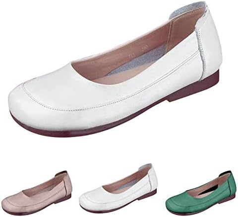 Елегантен дамски обувки на равна подметка, Нескользящая обувки за жени, Модни обувки в стил Ретро, Однотонная