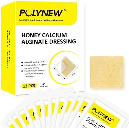 Превръзка от альгината калций с мед PolyManuka Honey, 2 x2-12 Бр. В Индивидуална опаковка, да Не Прилипающая